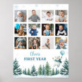 Winter Polar Beer Eerste Jaar Foto Mijlpaal Teken Poster (Voorkant)