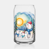 Winter Polar Beer Familie Kerst Blikvorm Glas (Voorkant)