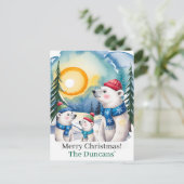 Winter Polar Beer Familie Kerst Briefkaart (Staand voorkant)