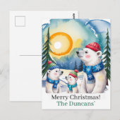 Winter Polar Beer Familie Kerst Briefkaart (Voorkant / Achterkant)