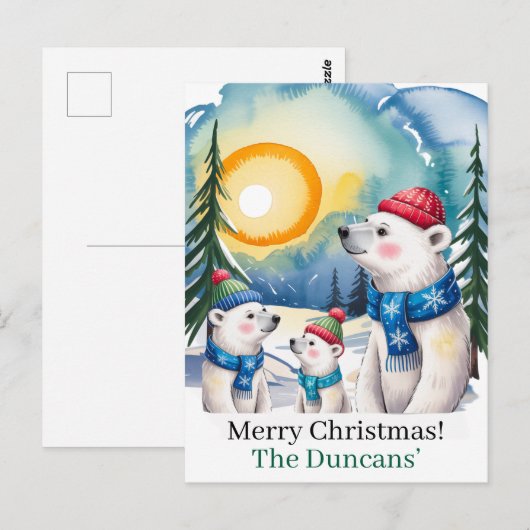 Winter Polar Beer Familie Kerst Briefkaart (Voorkant / Achterkant)