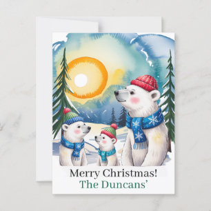 Winter Polar Beer Familie Kerst Briefkaart