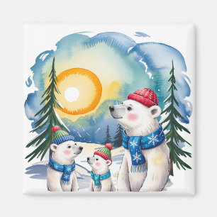 Winter Polar Beer Familie Kerst Magneet