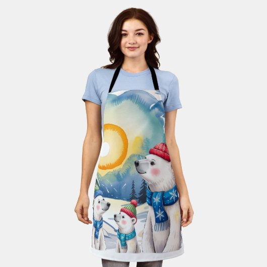 Winter Polar Beer Familie Kerst Schort (Gedragen)