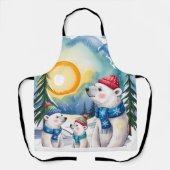 Winter Polar Beer Familie Kerst Schort (Voorkant)