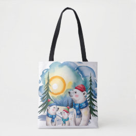 Winter Polar Beer Familie Kerst Tote Bag