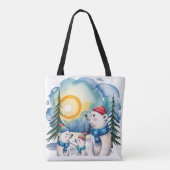 Winter Polar Beer Familie Kerst Tote Bag (Achterkant)