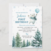 Winter Polar Beer Forest 1e verjaardag Kaart (Voorkant)