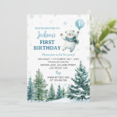 Winter Polar Beer Forest 1e verjaardag Kaart (Staand voorkant)