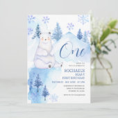 Winter Polar Beer Forest Eerste Verjaardag Kaart (Staand voorkant)