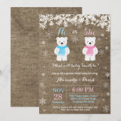 Winter Polar Beer Gender Reveal Invitation Kaart (Voorkant / Achterkant)