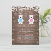 Winter Polar Beer Gender Reveal Invitation Kaart (Staand voorkant)