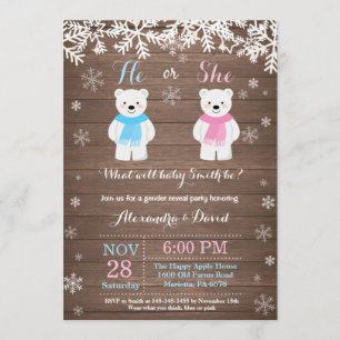 Winter Polar Beer Gender Reveal Invitation Kaart