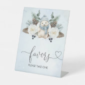 Winter Polar Beer Jongen Baby shower Favorieten Reclamebord Met Voetstuk (Voorkant)