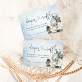 Winter Polar Beer Jongen Baby shower Luier Raffle Informatiekaartje