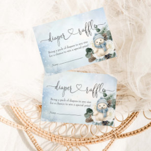 Winter Polar Beer Jongen Baby shower Luier Raffle Informatiekaartje