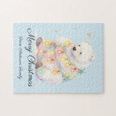 Winter Polar Beer Kerstverlichting Familienaam Legpuzzel (Horizontaal)