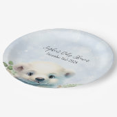Winter Polar Beer Koud Buiten Blauw Baby shower Papieren Bordje (Gekanteld)