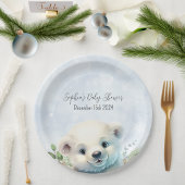 Winter Polar Beer Koud Buiten Blauw Baby shower Papieren Bordje