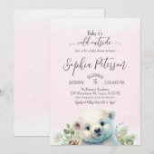 Winter Polar Beer Koud Buiten Roze Baby shower Kaart (Voorkant / Achterkant)