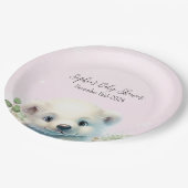 Winter Polar Beer Koud Buiten Roze Baby shower Papieren Bordje (Gekanteld)