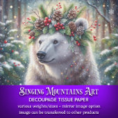 Winter Polar Beer met Holly Crown Decoupage Tissuepapier