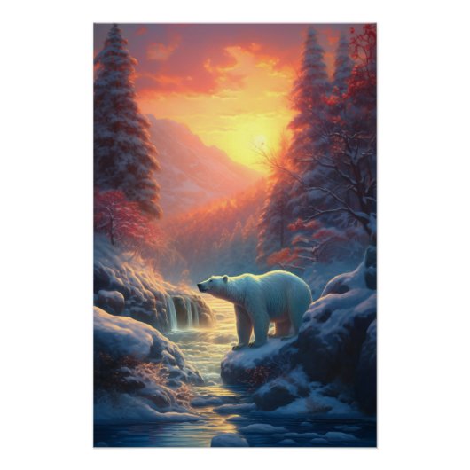 Winter Polar Beer Mountain Kerstvakantie Perfect Poster (Voorkant)