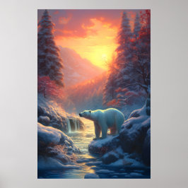 Winter Polar Beer Mountain Kerstvakantie Poster