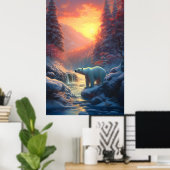 Winter Polar Beer Mountain Kerstvakantie Poster (Thuiskantoor)