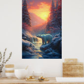 Winter Polar Beer Mountain Kerstvakantie Poster (Keuken)