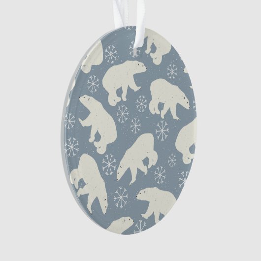 Winter Polar-Beer naadloos patroon + uw ideeën Ornament (voorkant)