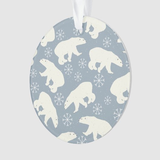 Winter Polar-Beer naadloos patroon + uw ideeën Ornament (voorkant)