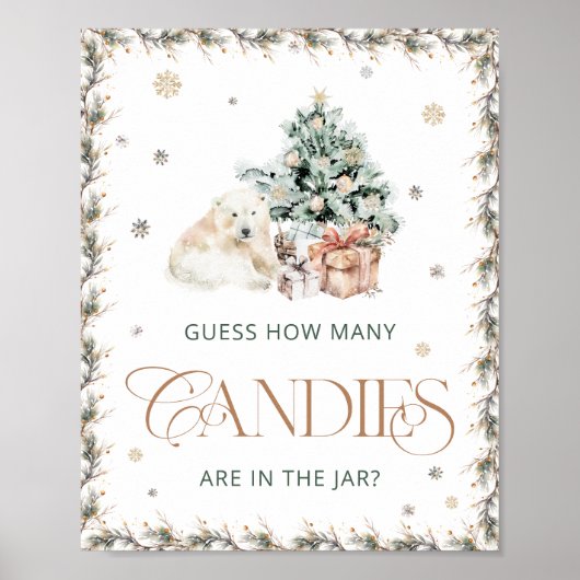 Winter Polar Beer Raad eens hoeveel Snoepjes Poster (Voorkant)