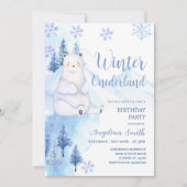 Winter Polar Beer Sneeuwvlokken Verjaardag Kaart (Voorkant)