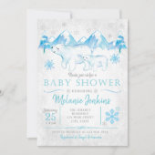 Winter Polar Beer Snow Boy Baby shower Invitation Kaart (Voorkant)