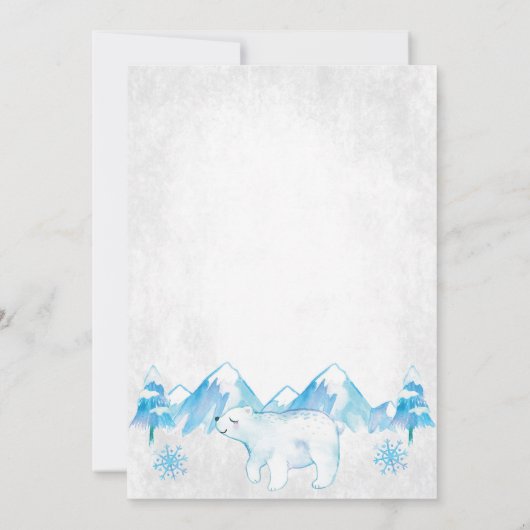 Winter Polar Beer Snow Boy Baby shower Invitation Kaart (Achterkant)