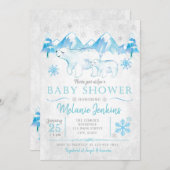 Winter Polar Beer Snow Boy Baby shower Invitation Kaart (Voorkant / Achterkant)