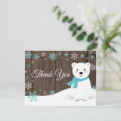 Winter Polar Beer Snowflake Aqua Hartelijk dank Bedankkaart (Staand voorkant)