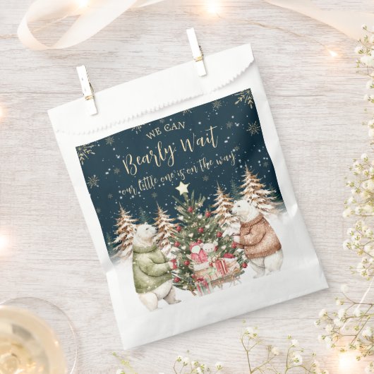 Winter Polar Beer Snowflake Baby shower Bedankzakje (Geknipt)