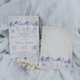 Winter Polar Beer Snowflake Baby shower Kaart