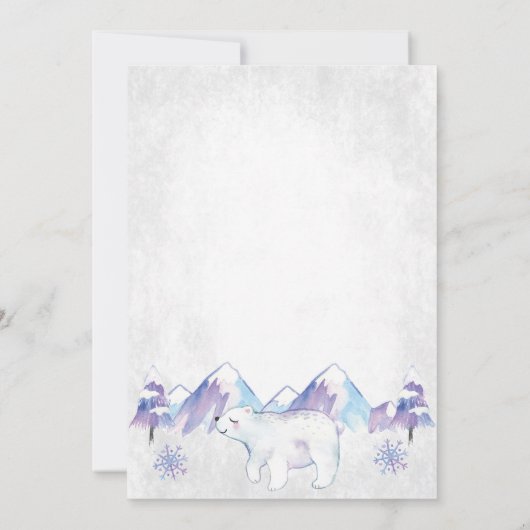 Winter Polar Beer Snowflake Baby shower Kaart (Achterkant)
