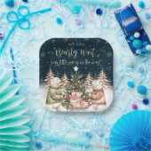 Winter Polar Beer Snowflake Baby shower Papieren Bordje (Feest)