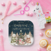 Winter Polar Beer Snowflake Baby shower Papieren Bordje (Feest)