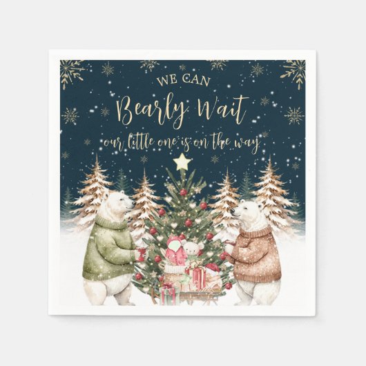 Winter Polar Beer Snowflake Baby shower Servet (Voorkant)