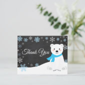 Winter Polar Beer Snowflake Blue Hartelijk dank Bedankkaart (Staand voorkant)