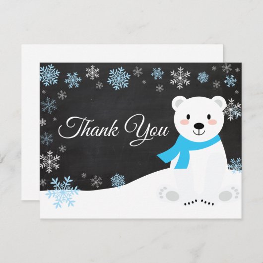 Winter Polar Beer Snowflake Blue Hartelijk dank Bedankkaart (Voorkant / Achterkant)