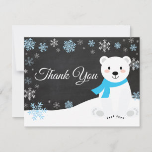 Winter Polar Beer Snowflake Blue Hartelijk dank Bedankkaart