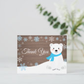 Winter Polar Beer Snowflake Blue Hartelijk dank Bedankkaart (Staand voorkant)
