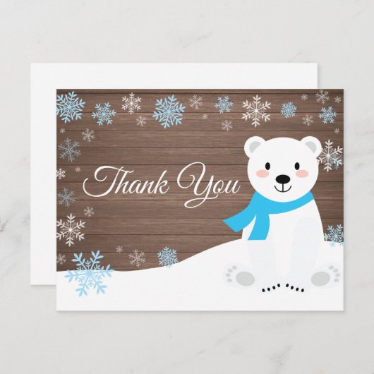 Winter Polar Beer Snowflake Blue Hartelijk dank Bedankkaart (Voorkant / Achterkant)