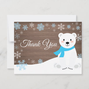 Winter Polar Beer Snowflake Blue Hartelijk dank Bedankkaart